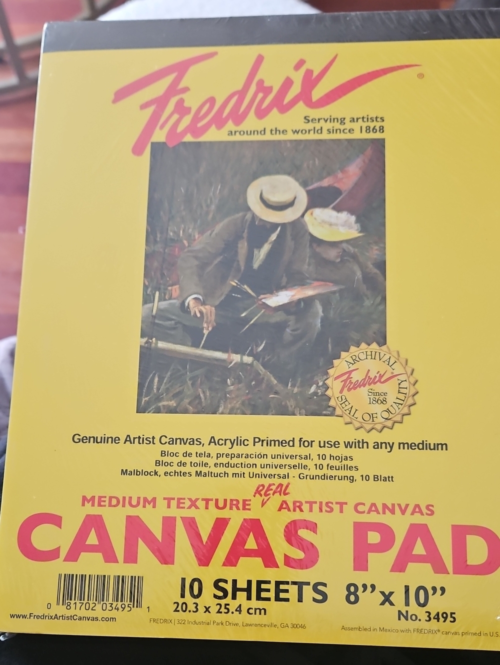 Fredrix Yellow Canvas Pad - 8" x 10" (10 Sheets)
